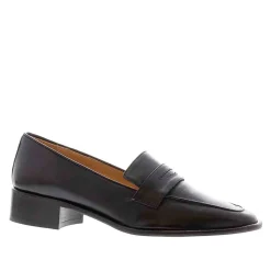 Angeilca Black Leather Penny Loafers