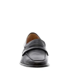 Angeilca Black Leather Penny Loafers