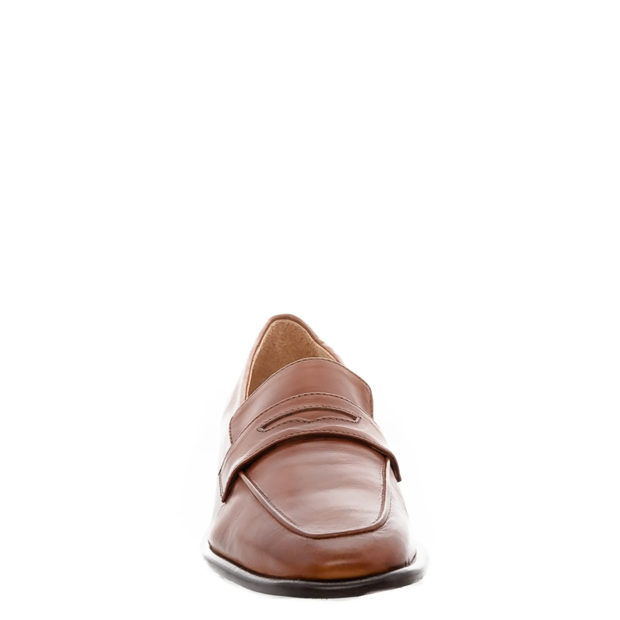 Angeilca Tan Leather Penny Loafers