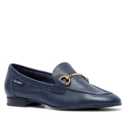 Arlie Navy Leather Snaffle Loafers