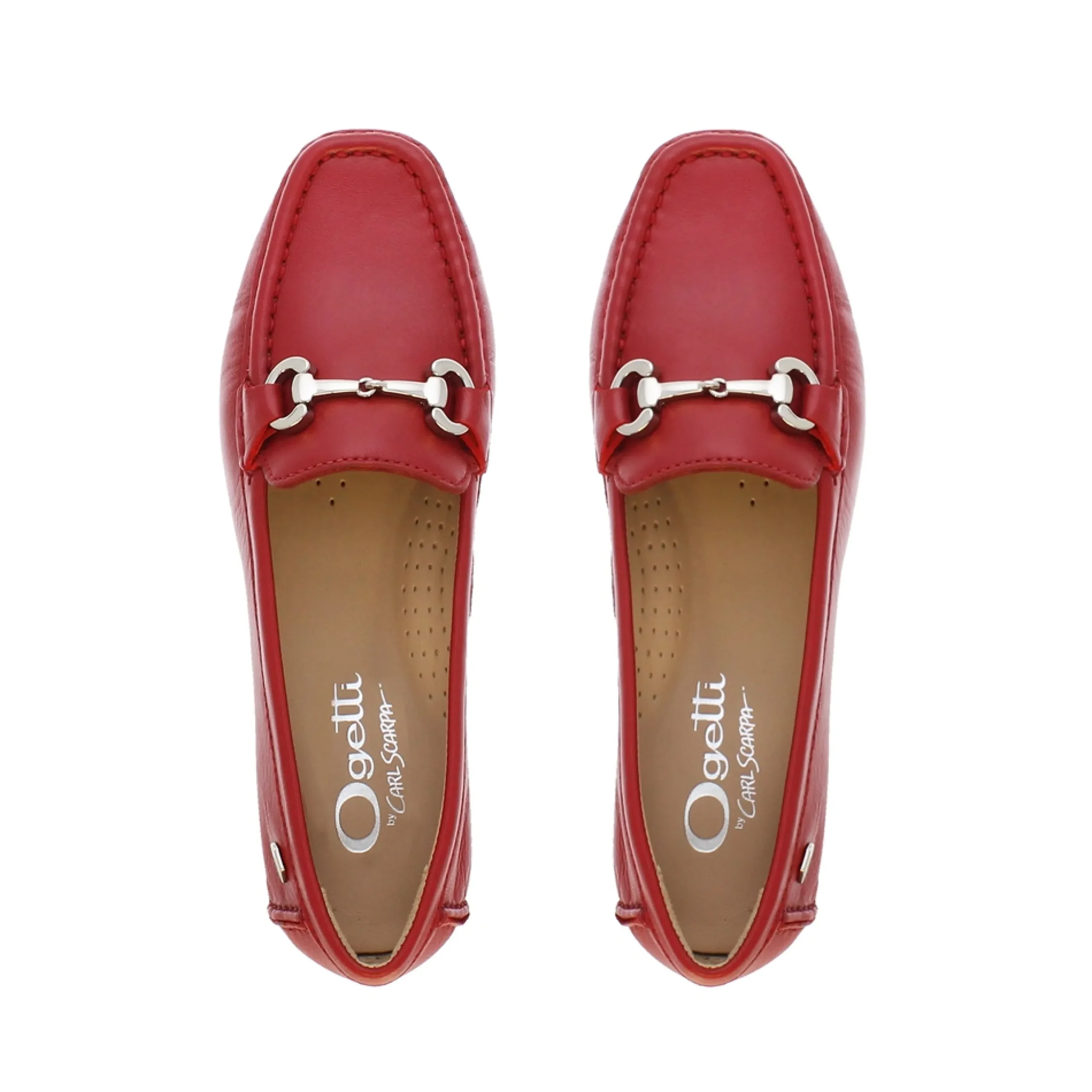 Beila Red Leather Snaffle Loafers