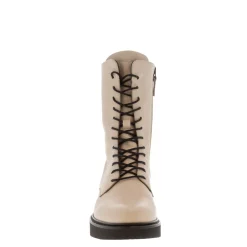 Callisto Off White Leather Lace Up Ankle Boots