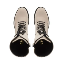 Callisto Off White Leather Lace Up Ankle Boots