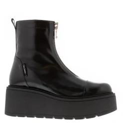 Casimir Black Leather Flatform Ankle Boots