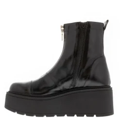 Casimir Black Leather Flatform Ankle Boots