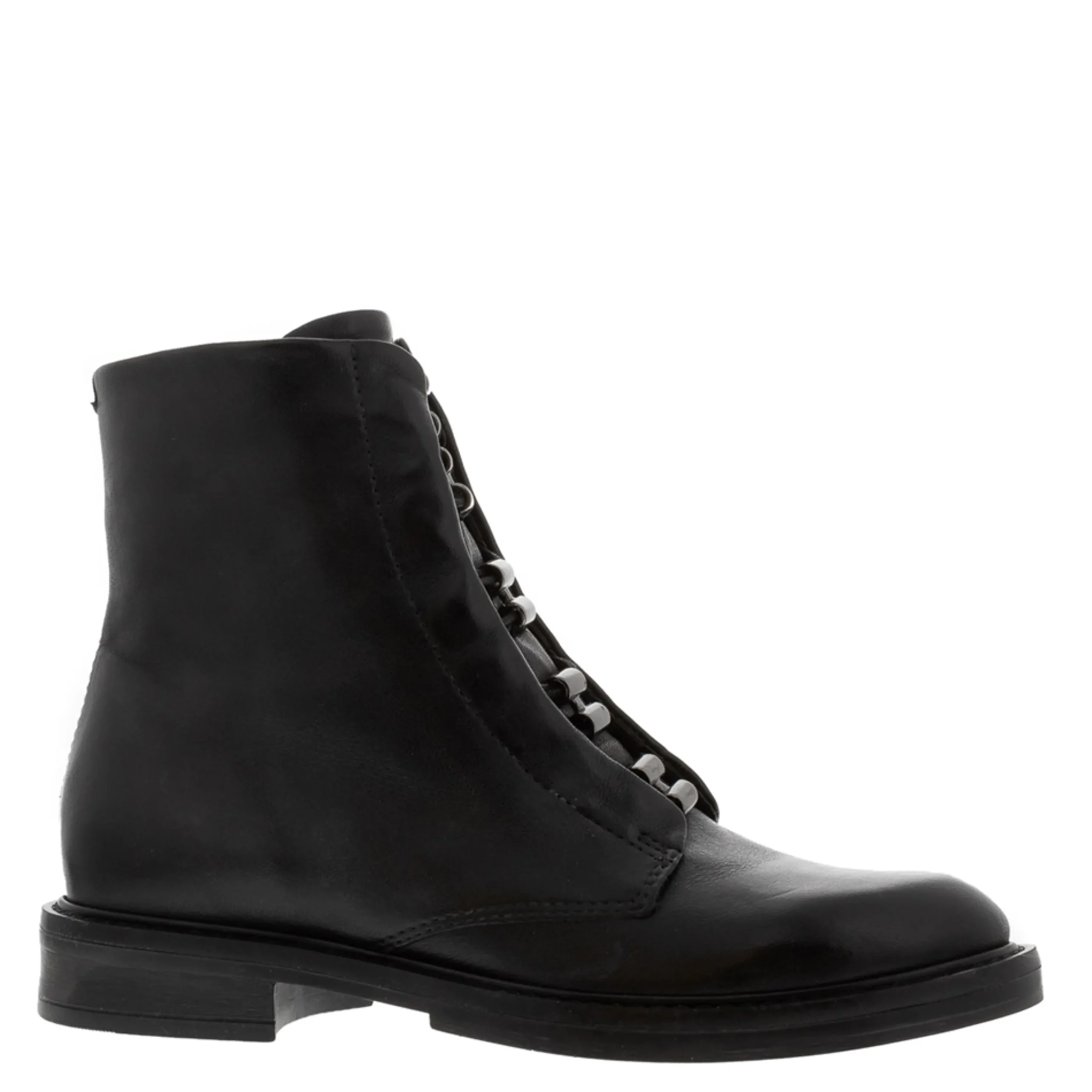 Ciarda Black Leather Lace Up Ankle Boots