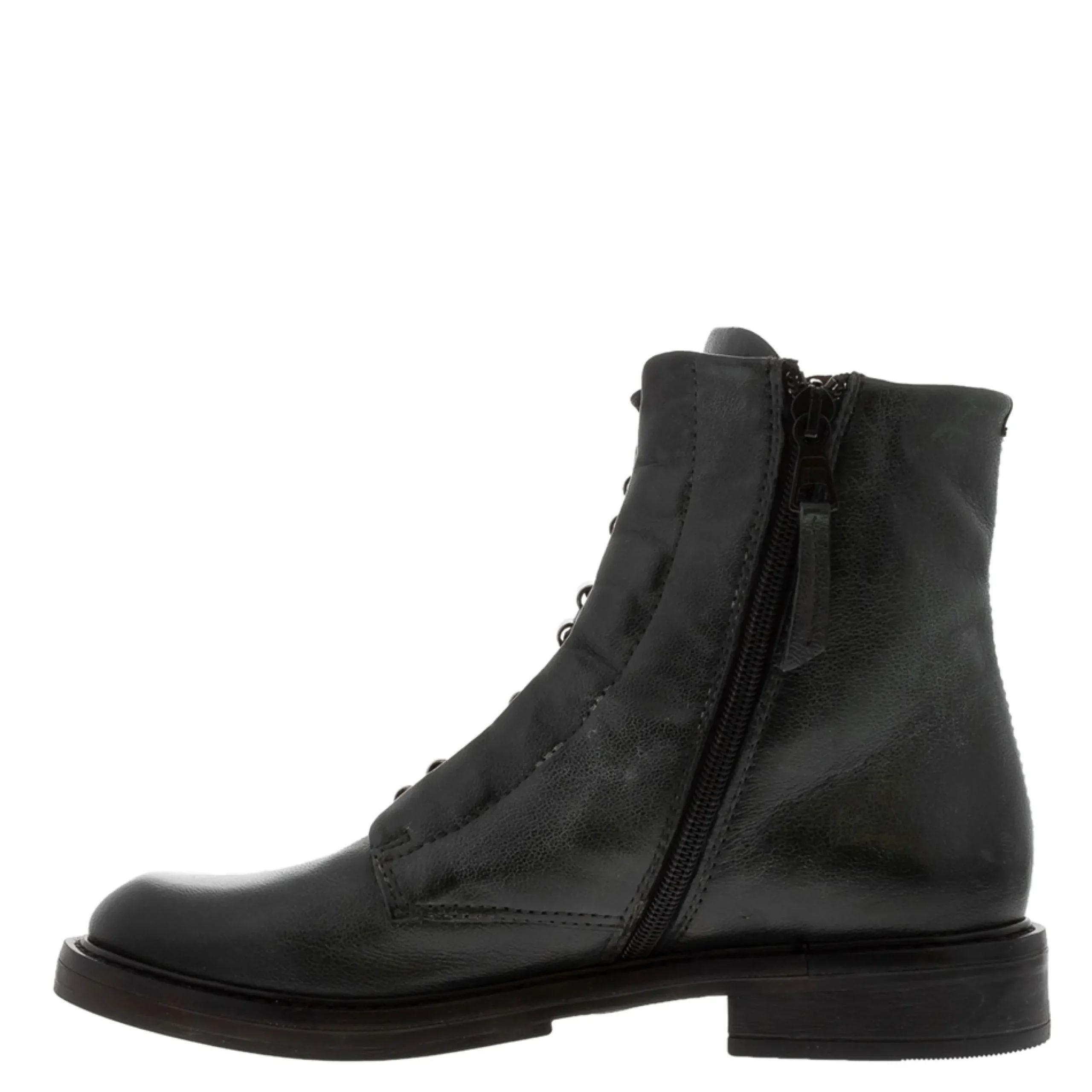 Ciarda Green Leather Lace Up Ankle Boots