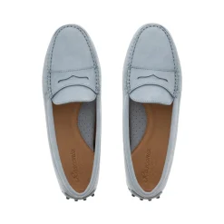 Domenica Light Blue Nubuck Suede Penny Loafers