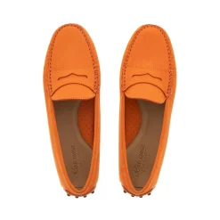 Domenica Orange Nubuck Suede Penny Loafers