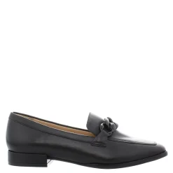 Elegance Black Leather Chain Loafers