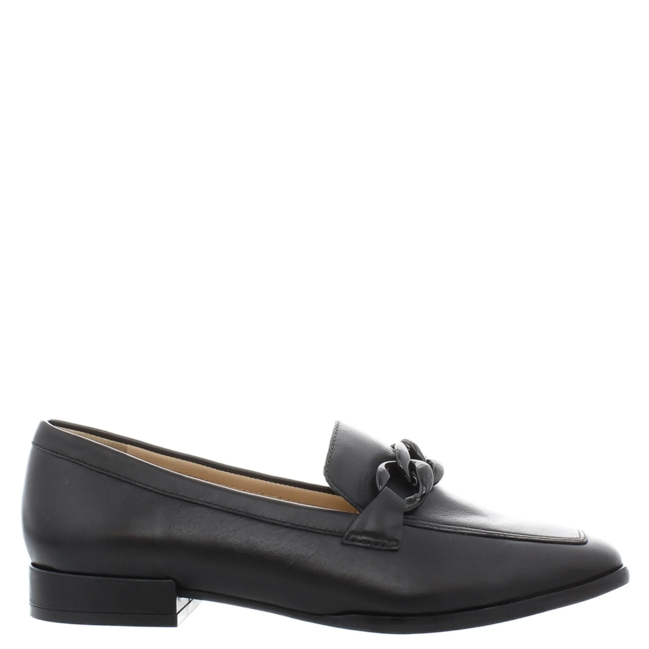 Elegance Black Leather Chain Loafers