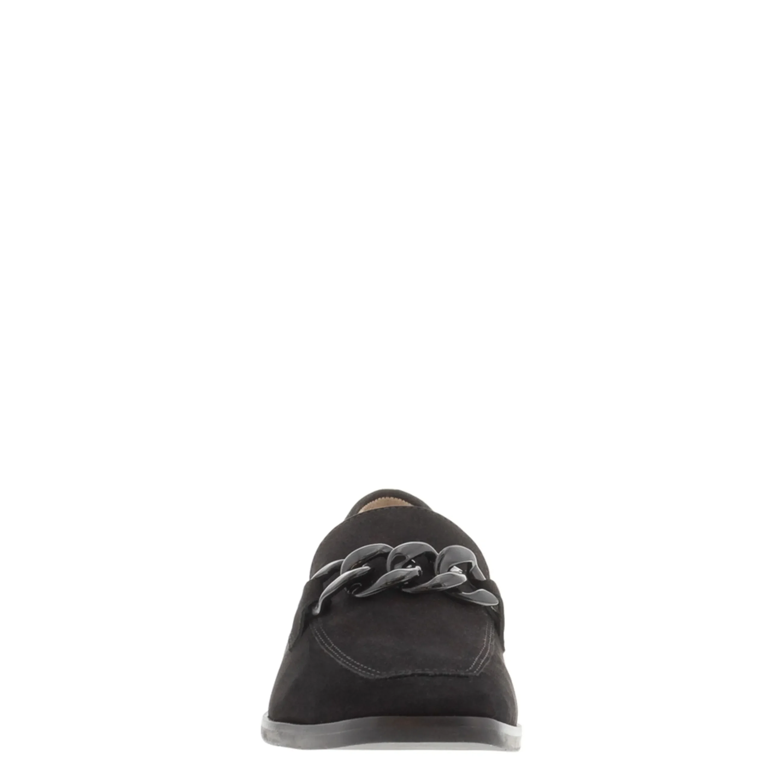 Elegance Black Nubuck Suede Chain Loafers