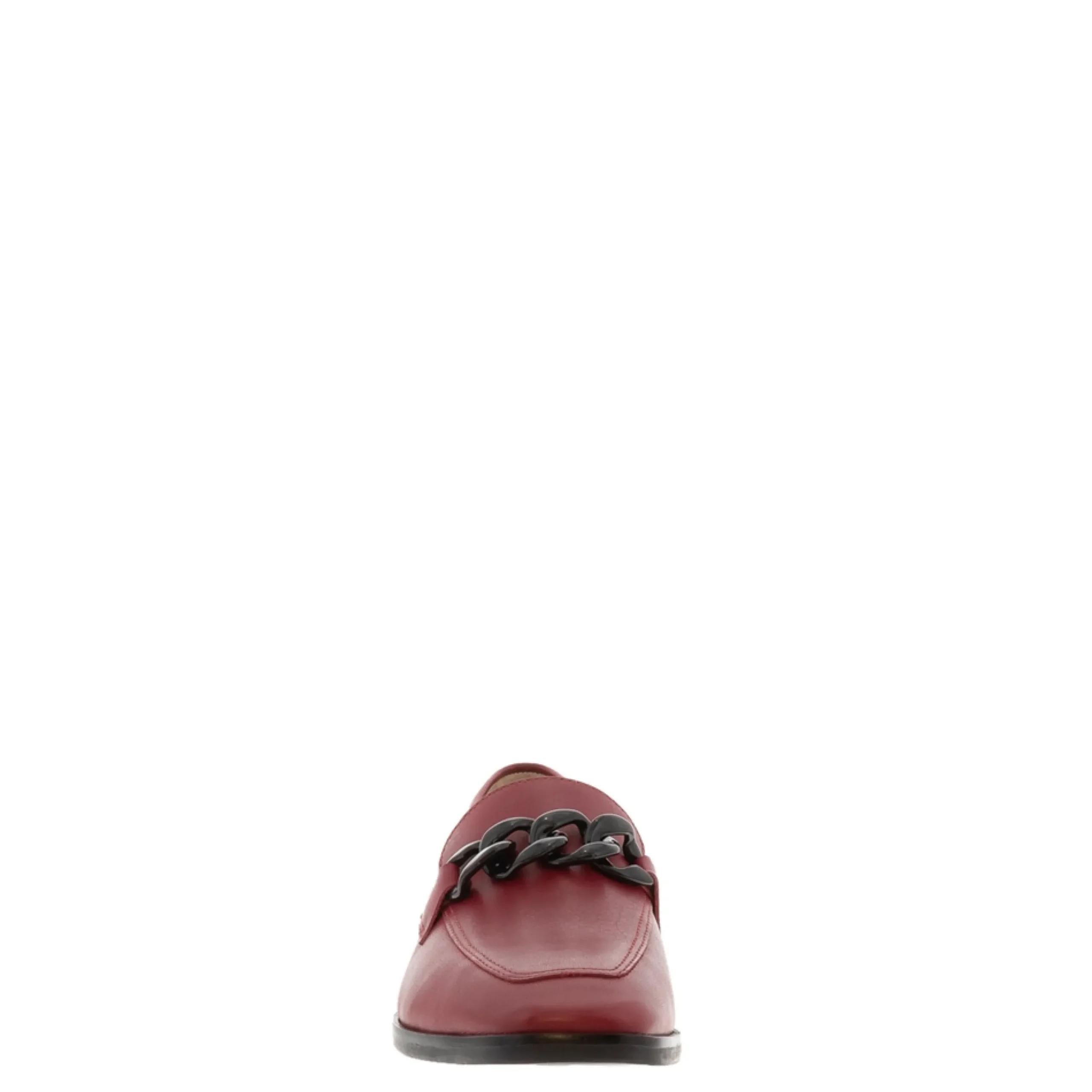 Elegance Red Leather Chain Loafers