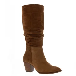 Ellis Rouched Suede Long Ankle Boots