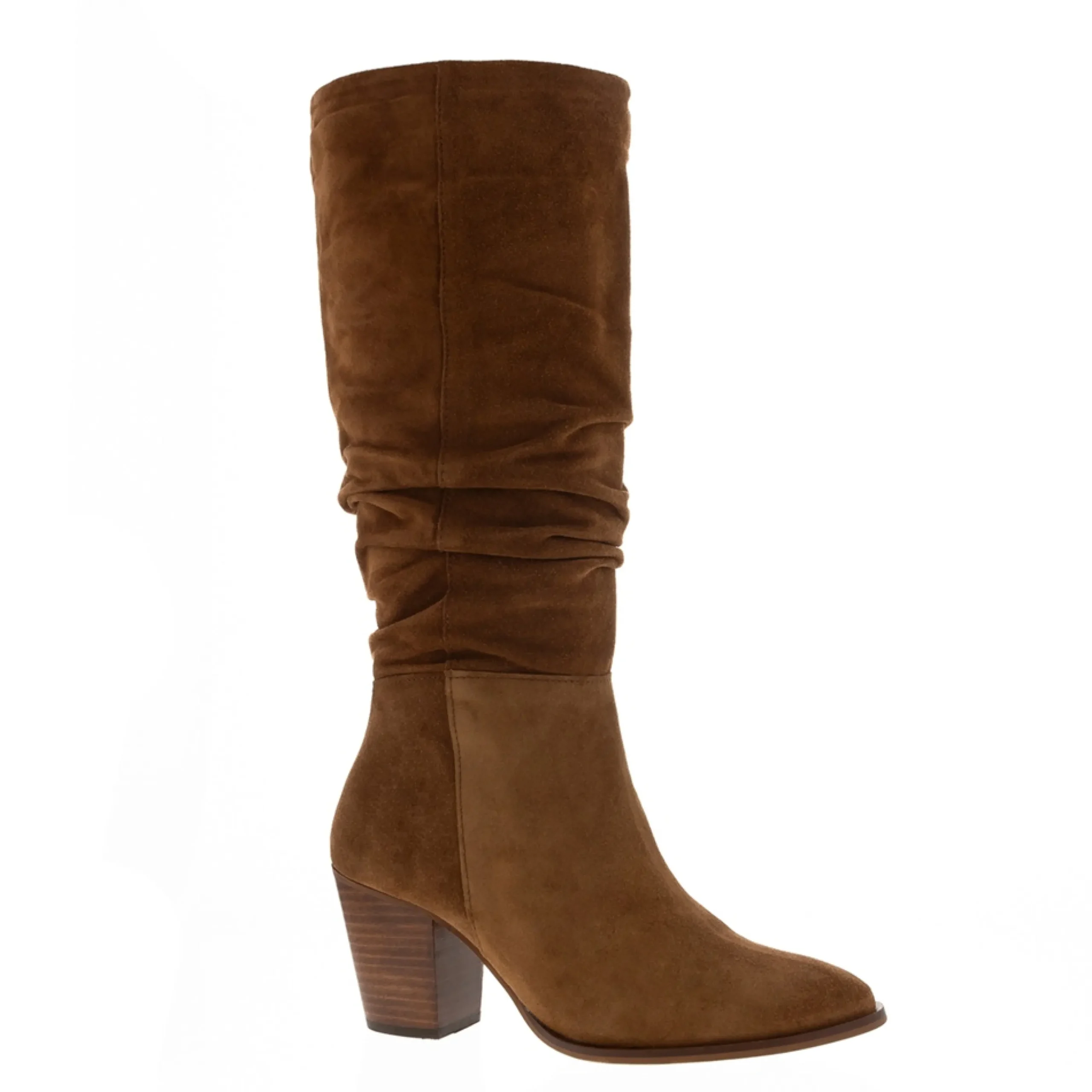 Ellis Rouched Suede Long Ankle Boots