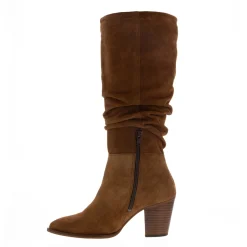 Ellis Rouched Suede Long Ankle Boots