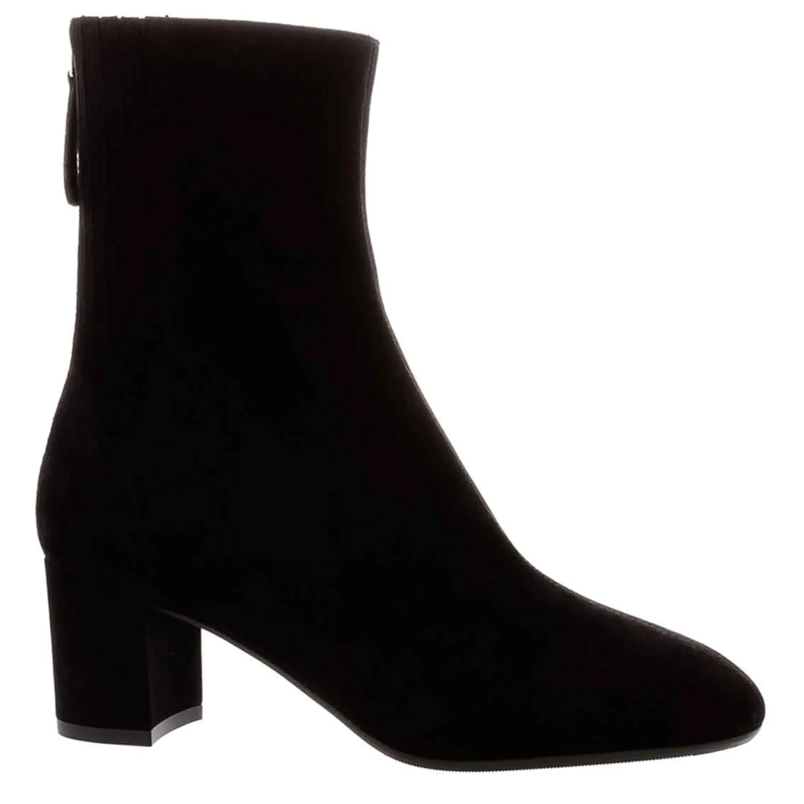 Emerald Black Suede Block Heel Ankle Boots
