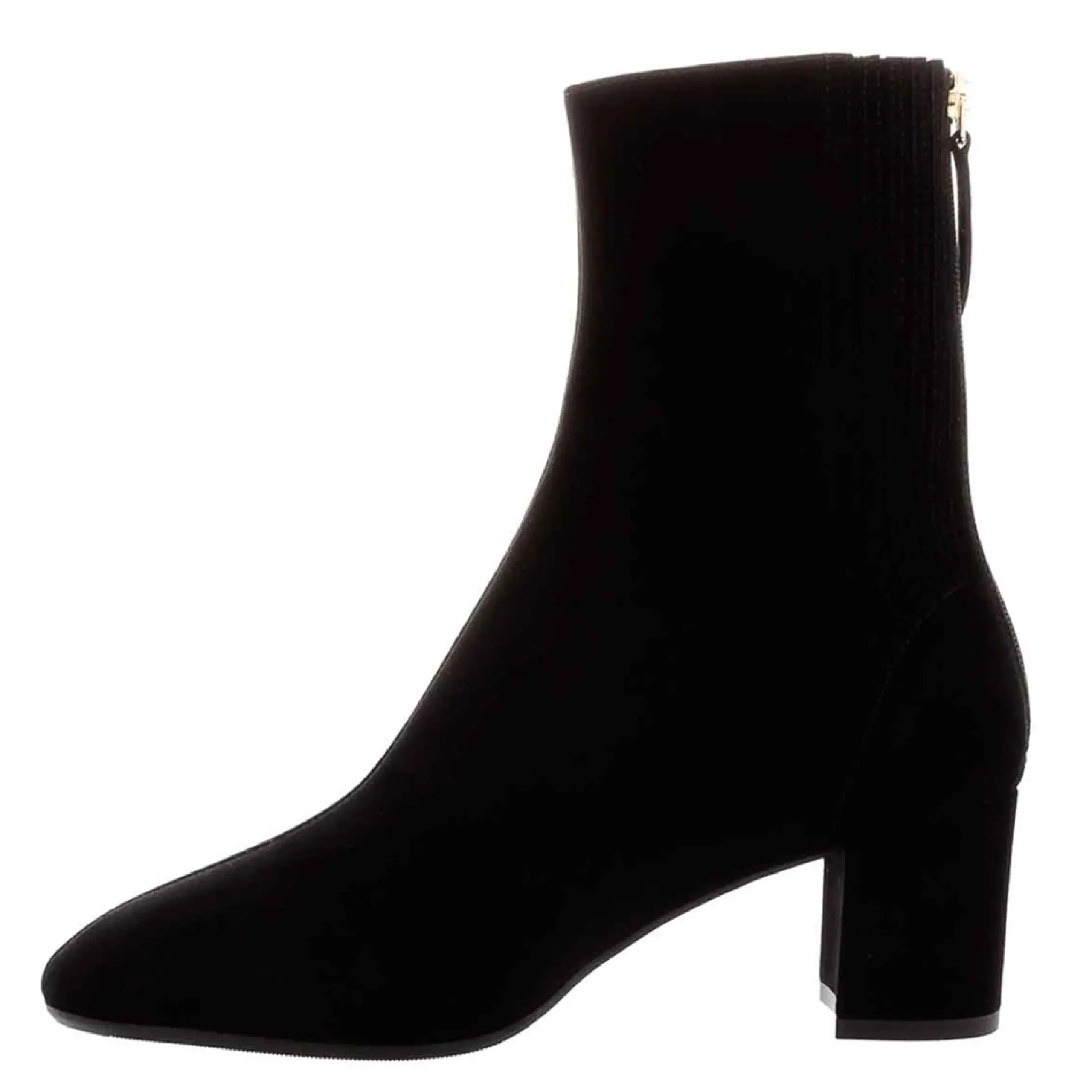 Emerald Black Suede Block Heel Ankle Boots
