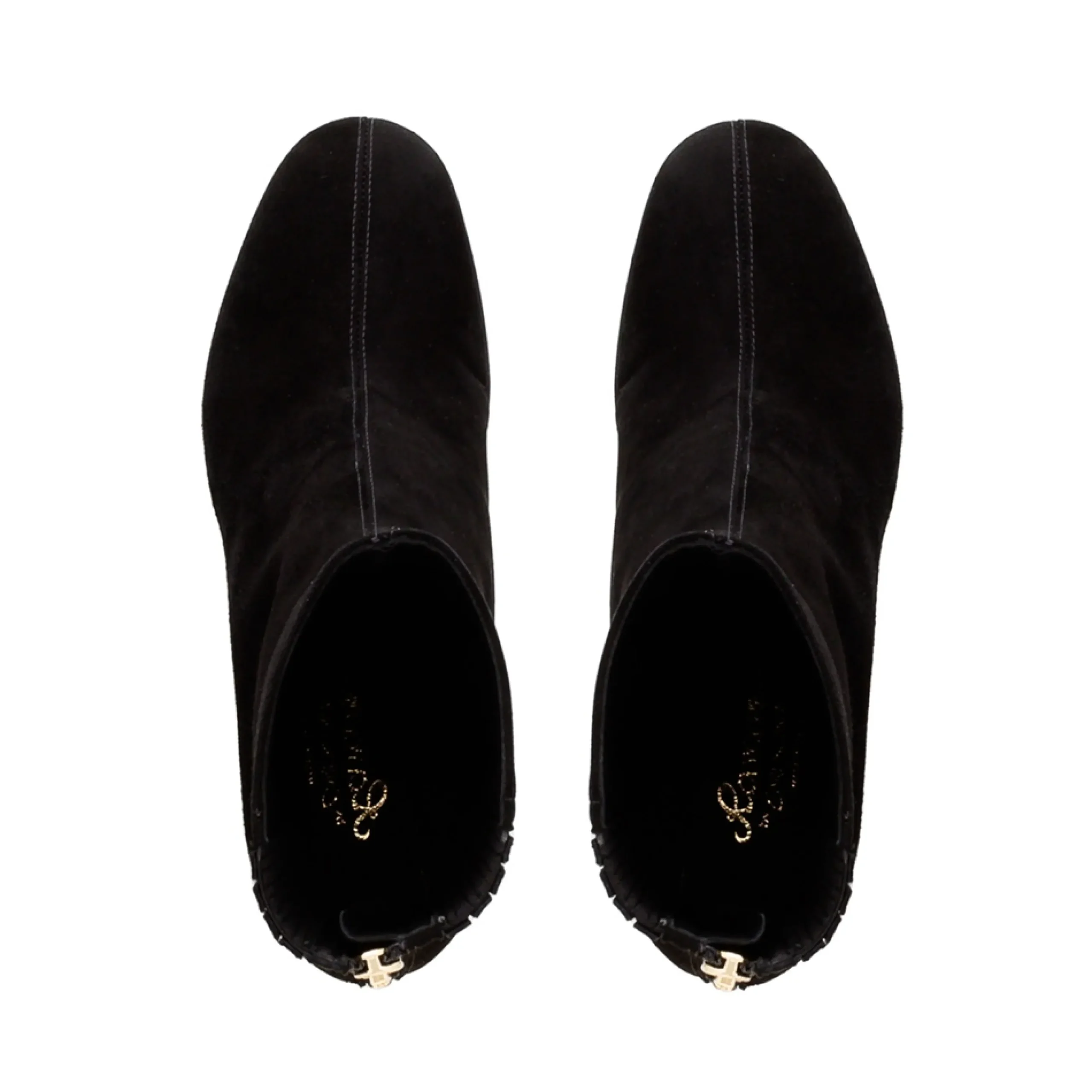 Emerald Black Suede Block Heel Ankle Boots