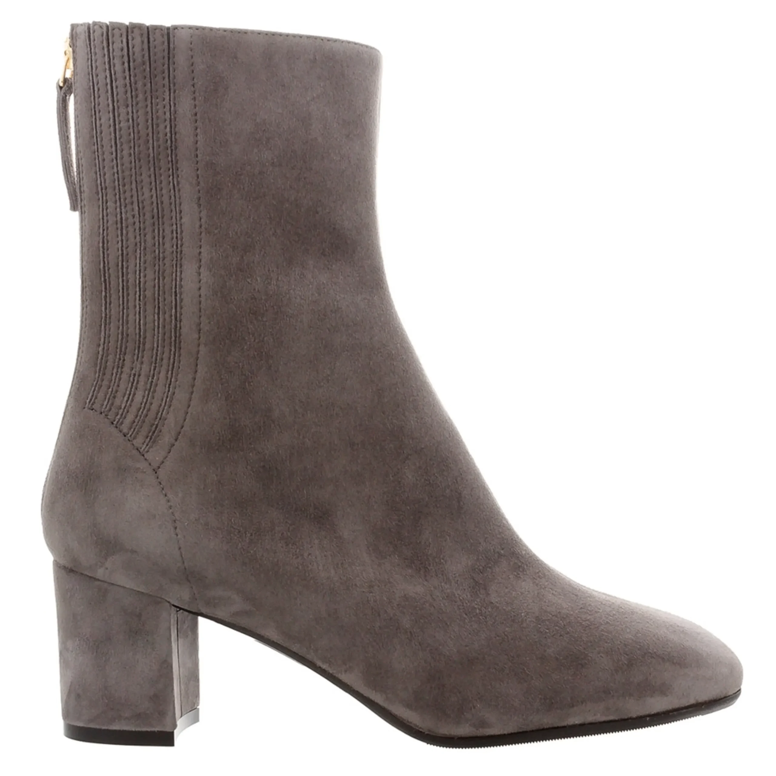 Emerald Grey Suede Block Heel Ankle Boots