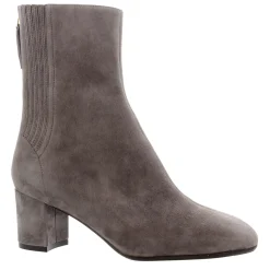 Emerald Grey Suede Block Heel Ankle Boots