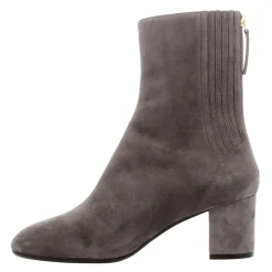 Emerald Grey Suede Block Heel Ankle Boots