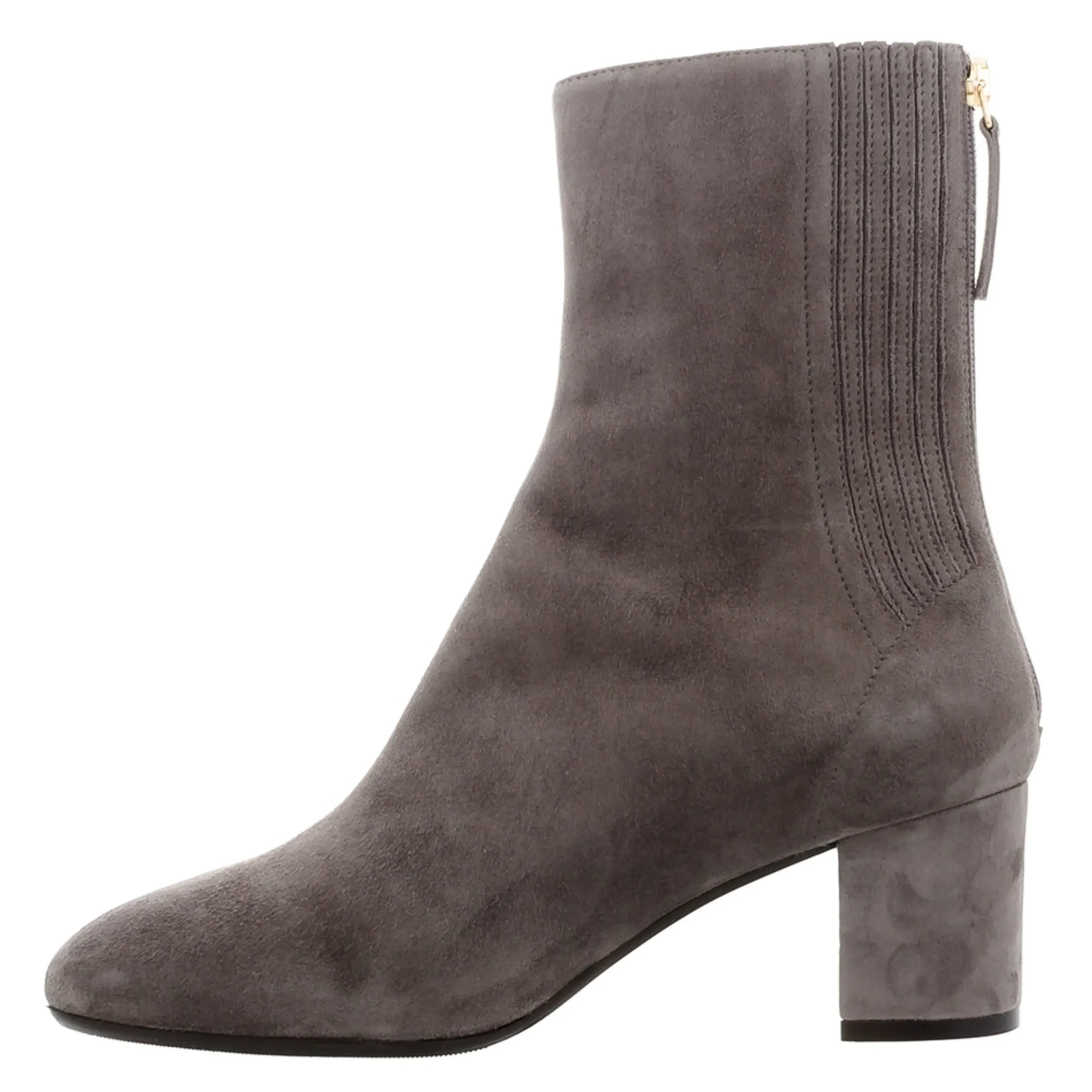 Emerald Grey Suede Block Heel Ankle Boots