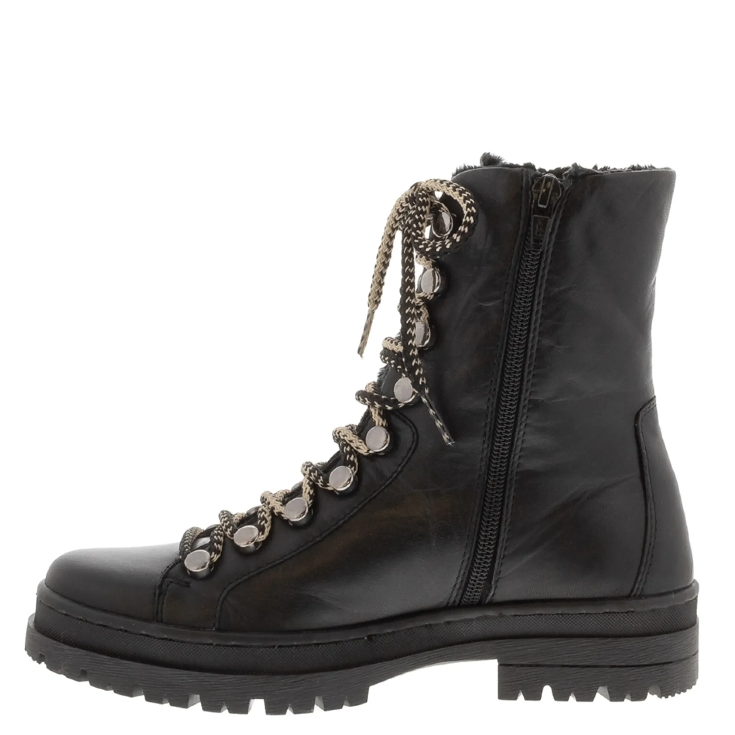 Granada Black Leather Lace Up Ankle Boots