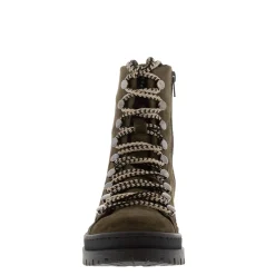 Granada Green Leather Lace Up Ankle Boots