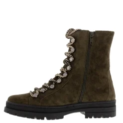 Granada Green Leather Lace Up Ankle Boots