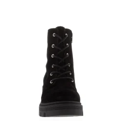 Gusto Black Suede Lace Up Ankle Boots