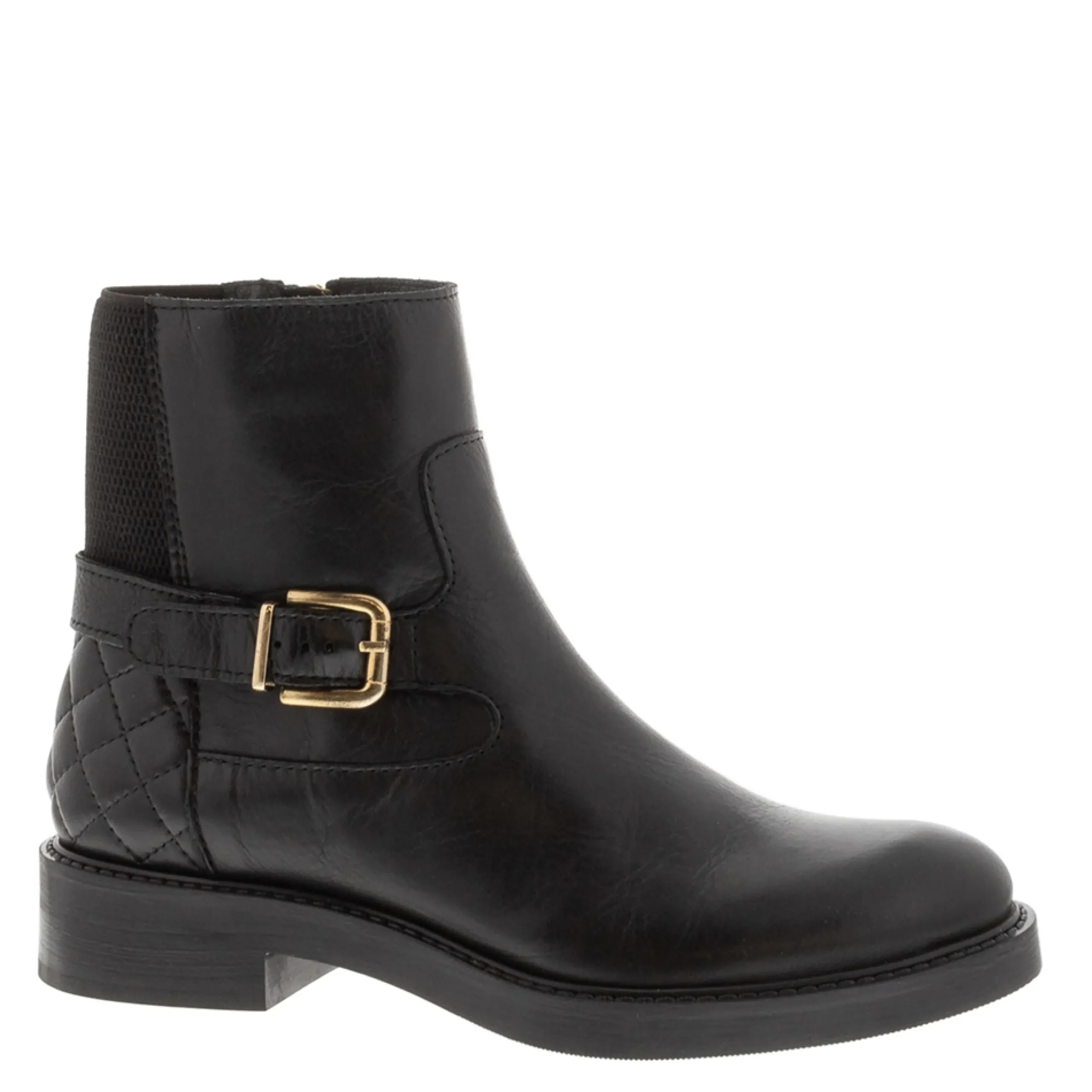 Hettie Black Leather Ankle Boots