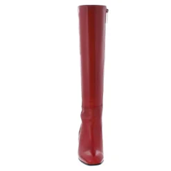 Jilly Red Italian Leather Knee High Boots