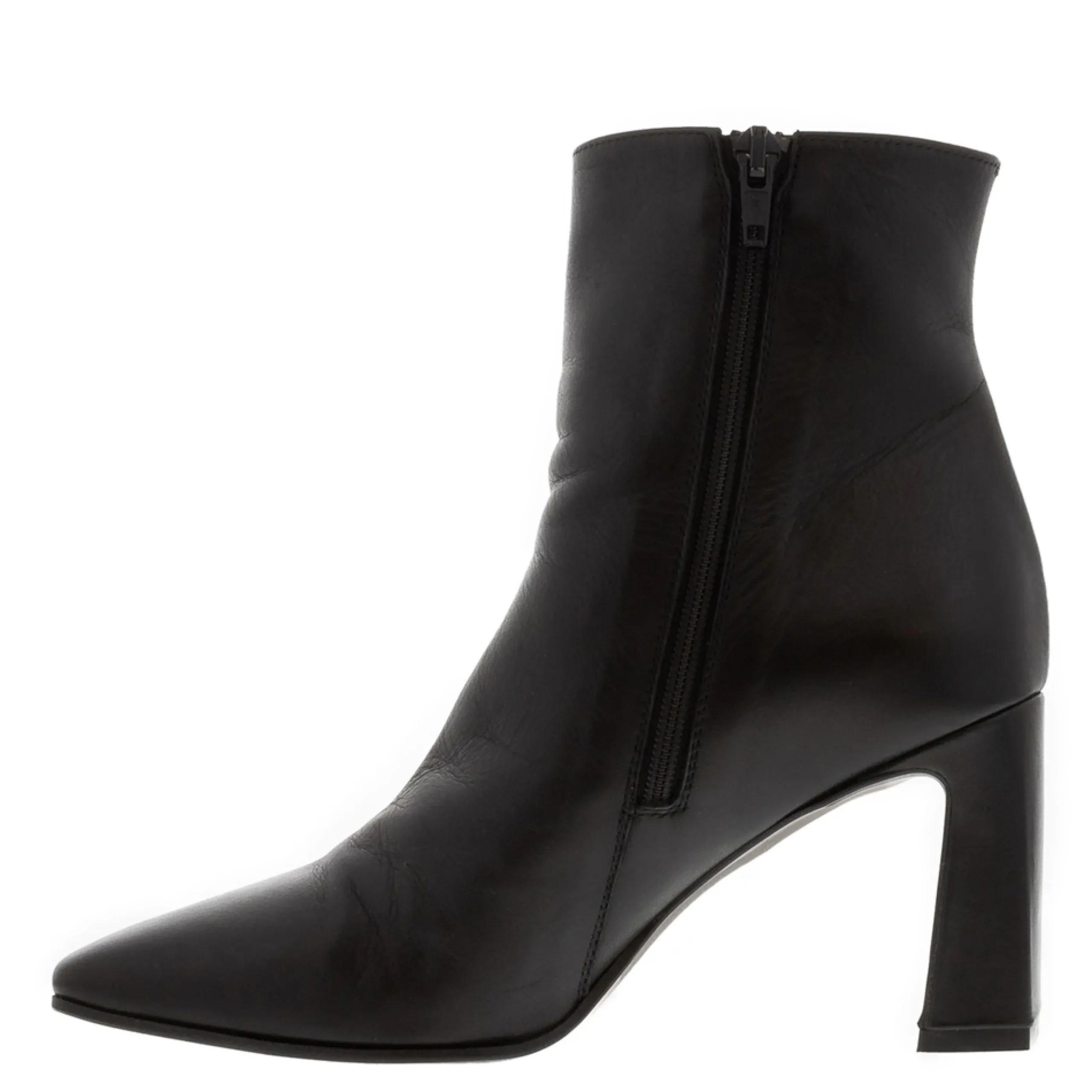 Khai Black Leather Ankle Boots