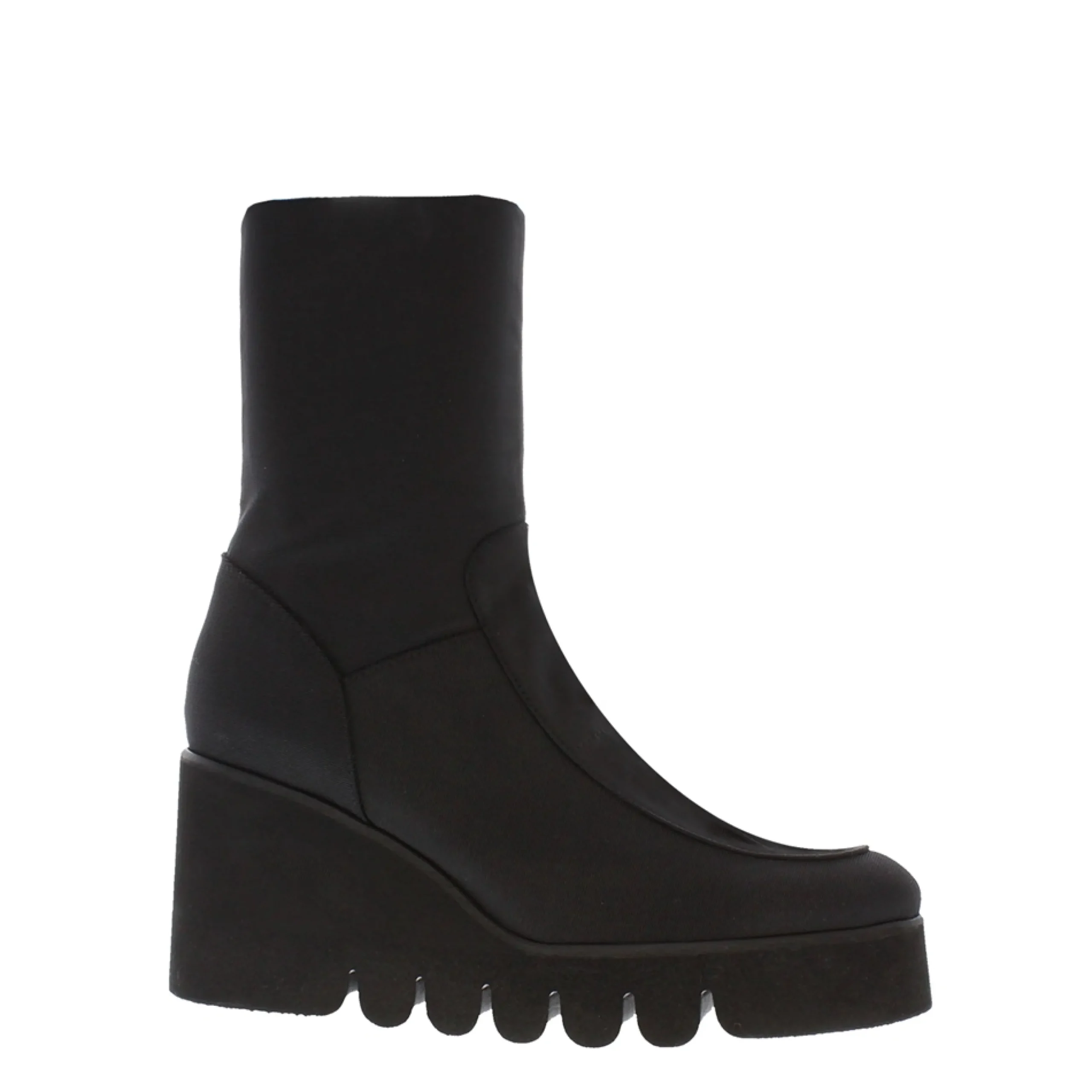 Laina Black Italian Lycra Wavesole Wedge Heel Ankle Boots