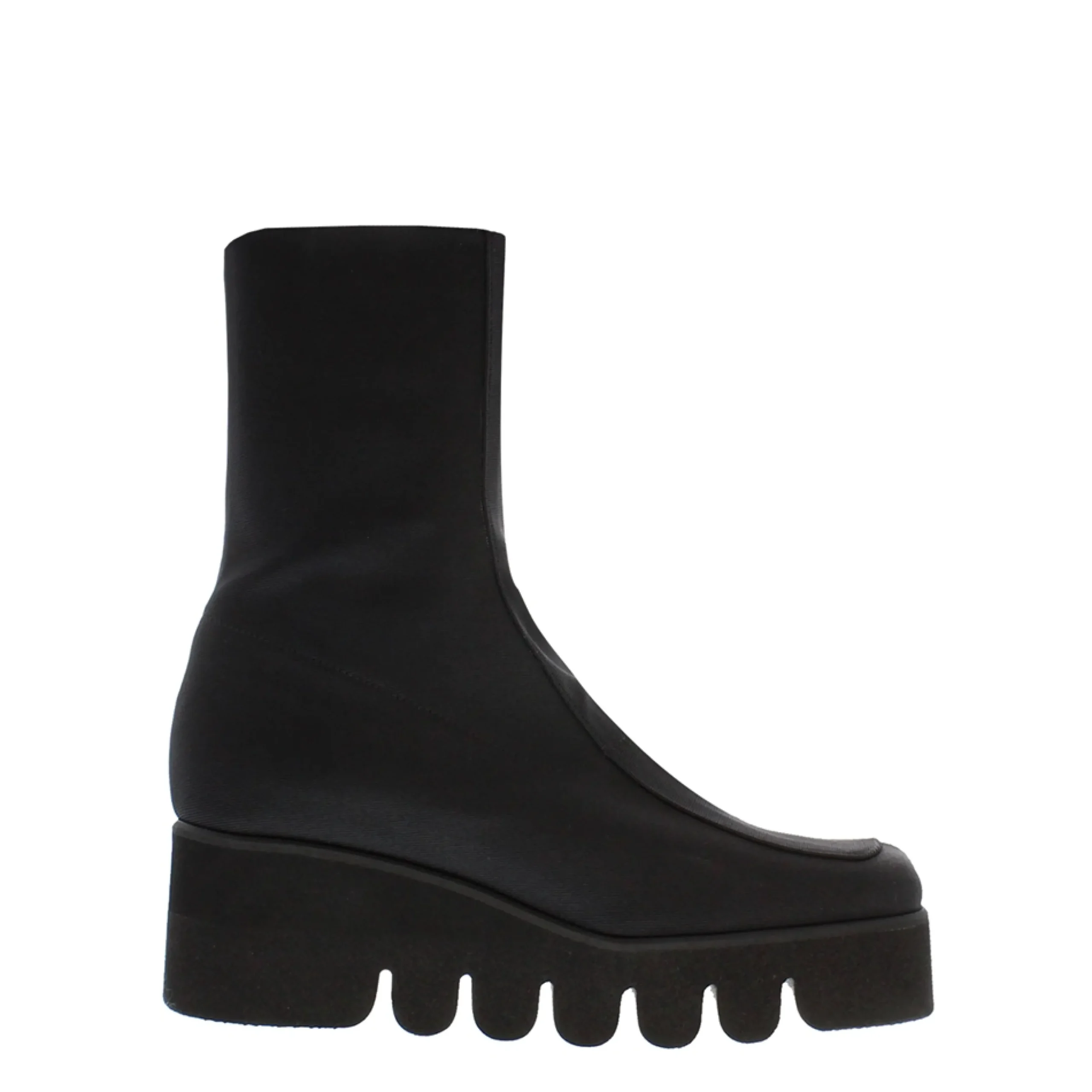 Lanna Black Italian Lycra Wavesole Wedge Heel Ankle Boots