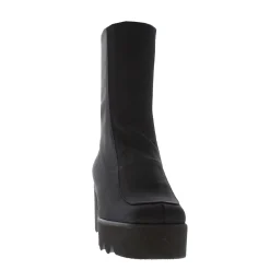 Lanna Black Italian Lycra Wavesole Wedge Heel Ankle Boots