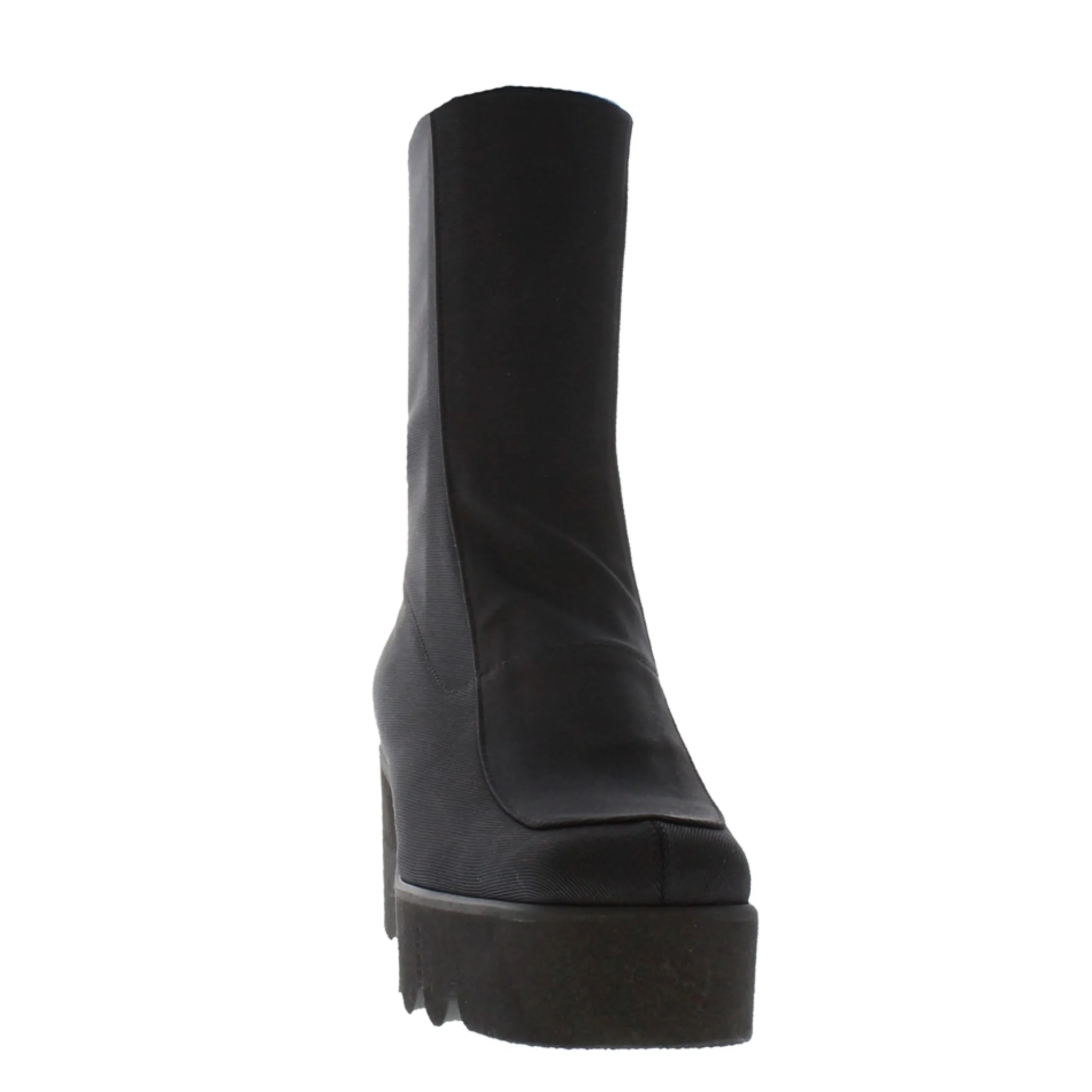 Lanna Black Italian Lycra Wavesole Wedge Heel Ankle Boots