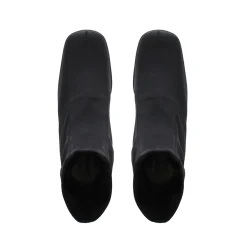 Lanna Black Italian Lycra Wavesole Wedge Heel Ankle Boots
