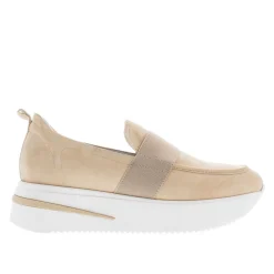 Lina Beige Suede Platform Loafers