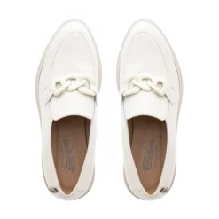 Lizi Italian Off White Chain Wedge Loafers