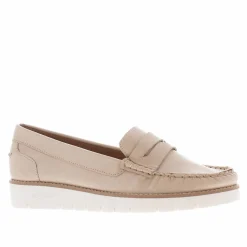 Lucentia Beige Leather Wedge Loafers