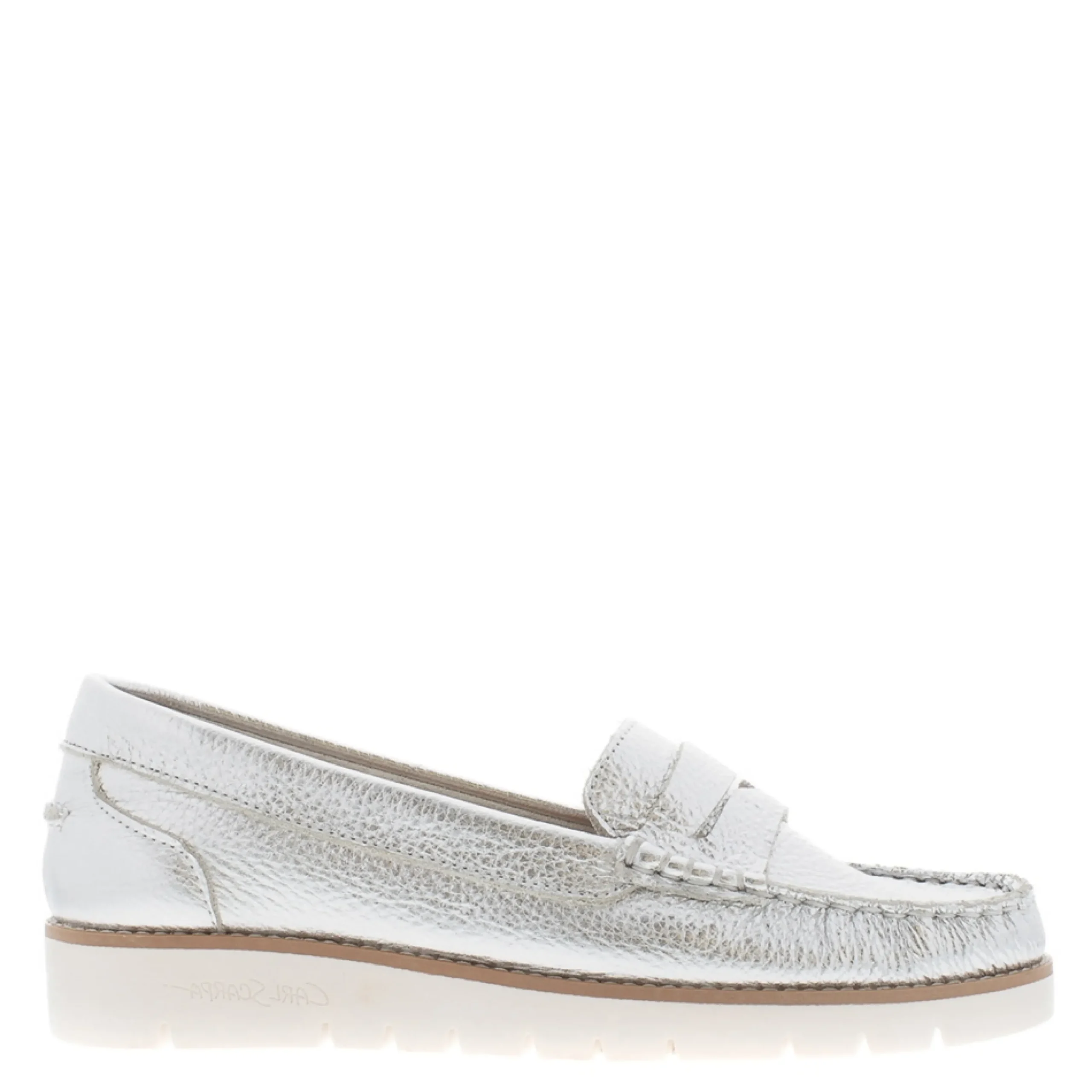 Lucentia Silver Leather Wedge Loafers