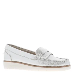 Lucentia Silver Leather Wedge Loafers
