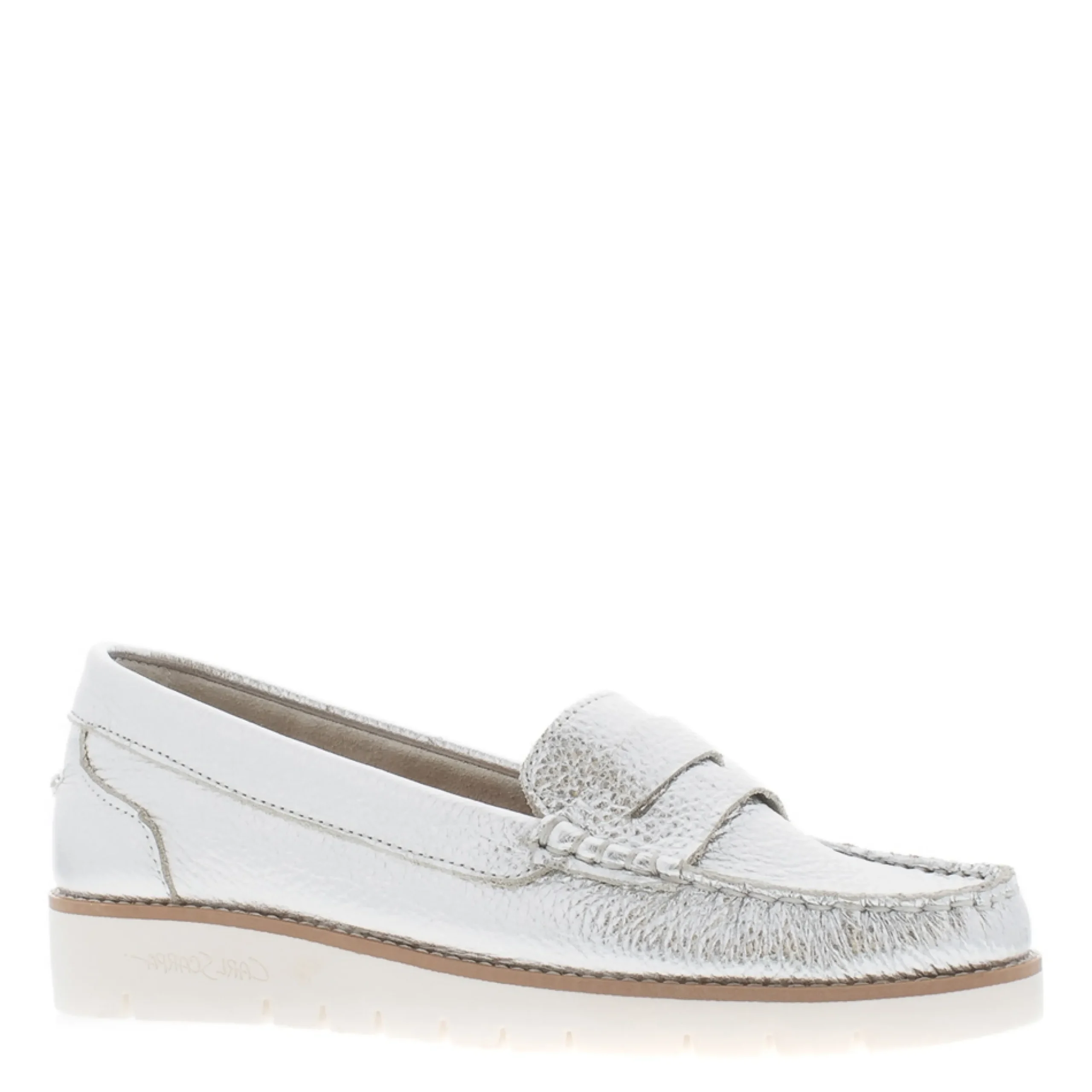 Lucentia Silver Leather Wedge Loafers