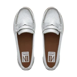 Lucentia Silver Leather Wedge Loafers