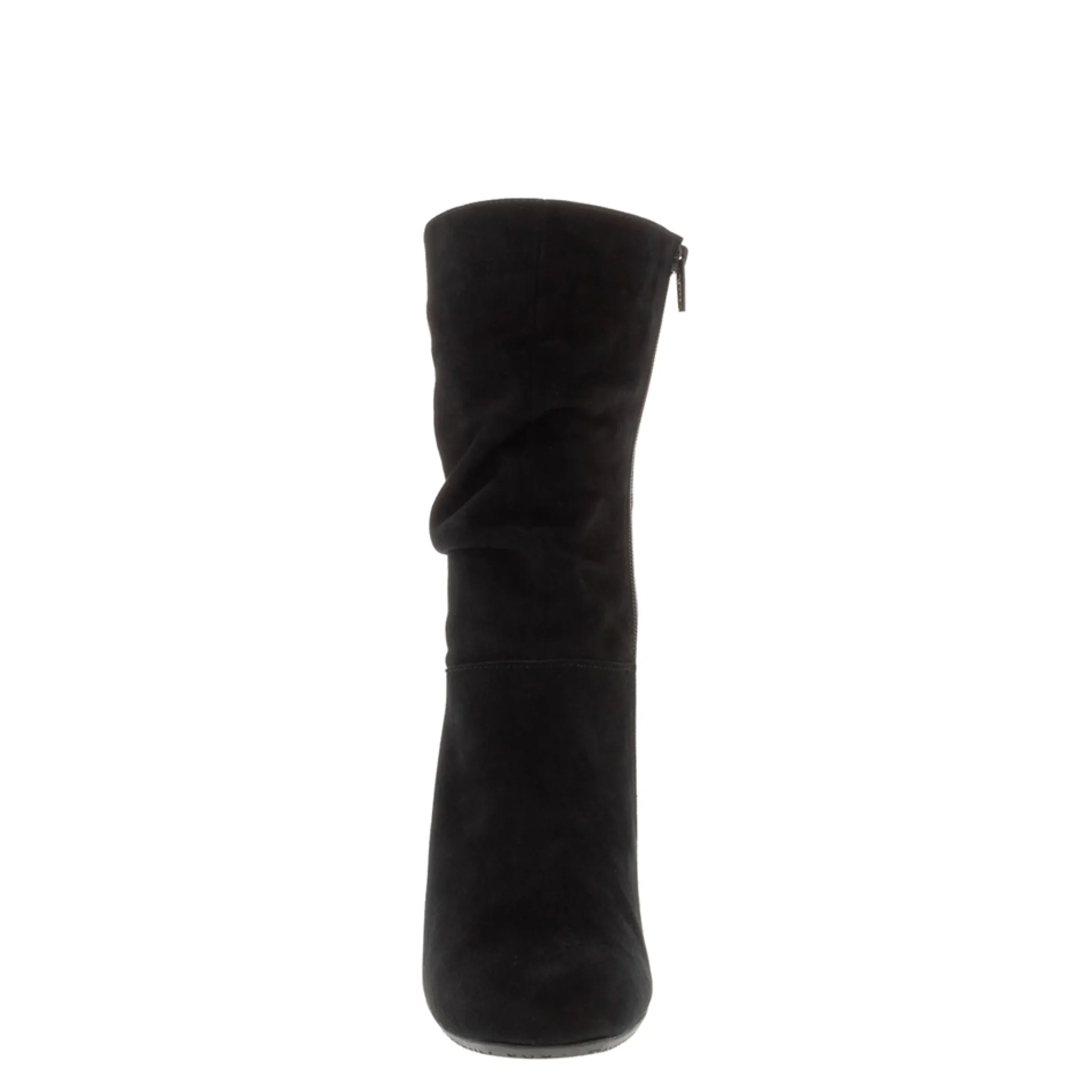 Mathilde Black Suede Rouched Ankle Boots