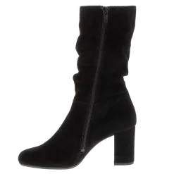Mathilde Black Suede Rouched Ankle Boots