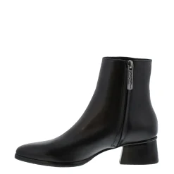 Megan Black Leather Ankle Boots