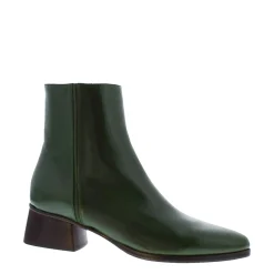 Megan Green Leather Ankle Boots